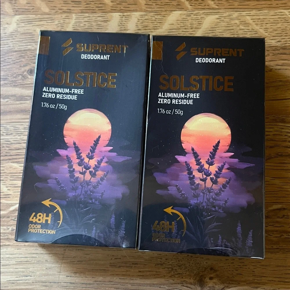 Bundle 2x NEW NIP SEALED SUPRENT SOLSTICE Aluminum-free Men's Deodorant 50g ea.